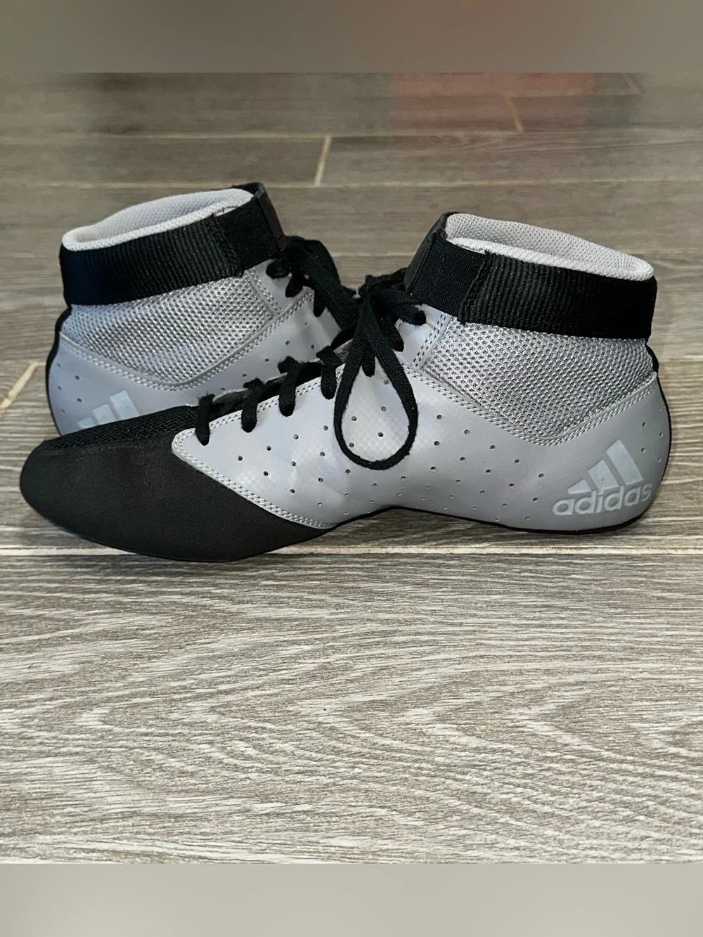 adidas Mat Hog 2.0 Black Gray Wrestling Shoes Men’s 7.5 High Top MMA Boxing